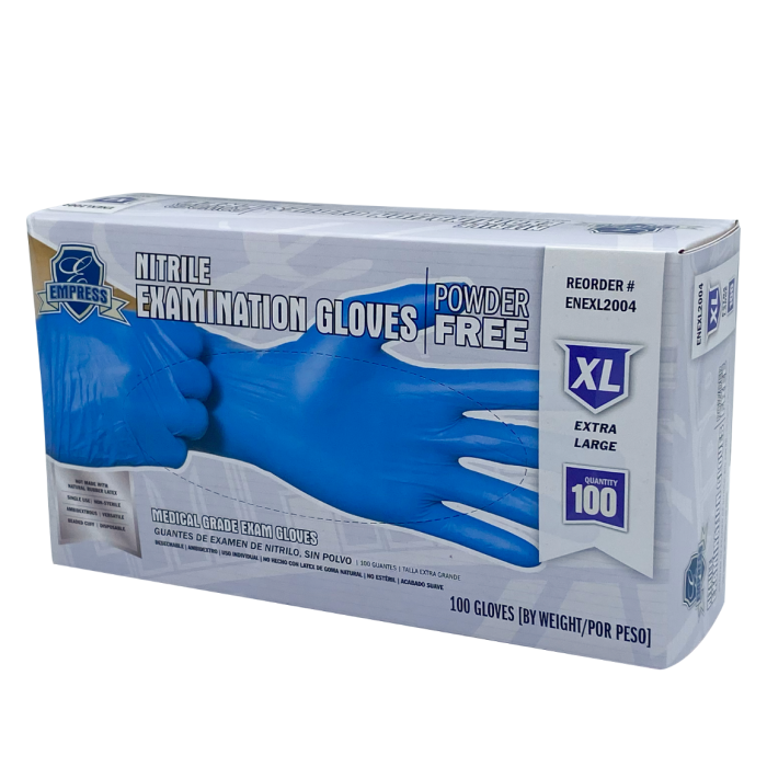 Empress Exam Grade Nitrile Glove Blue Powder Free Extra Large 10 / 100 cs